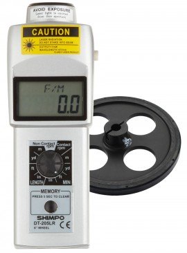SHIMPO DT-205LR-S12 Combination LCD Tachometer with laser sensor and contact adapter, 12&quot;-