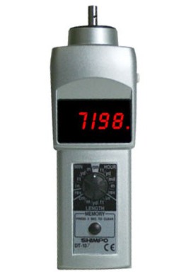 SHIMPO DT-107A Contact Style Digital Handheld Tachometer, LED, 6in wheel-