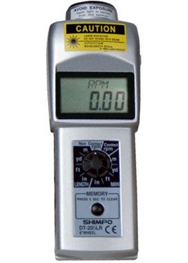 SHIMPO DT205LR Combination LCD Tachometer with laser sensor and contact adapter, 6&quot;-