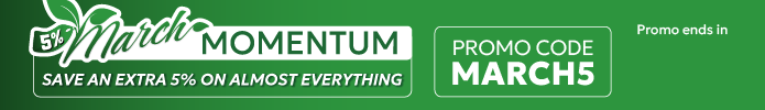 March Momentum promotional banner – Extra 5% off online orders.